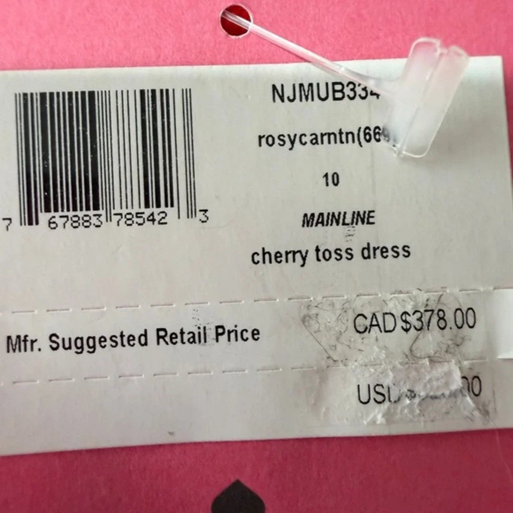 Kate Spade New York Cherry‎ Toss Dress Rosy Carnation Pink Womens 10 NWT